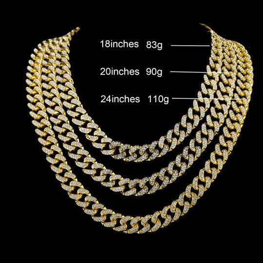 Men Womens High Quality 13Mm Width Miami Cuban Chain Hiphop Necklaces