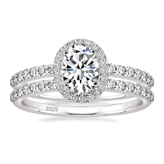 EAMTI 1.5CT Oval Cut Women'S Bridal Rings Sets