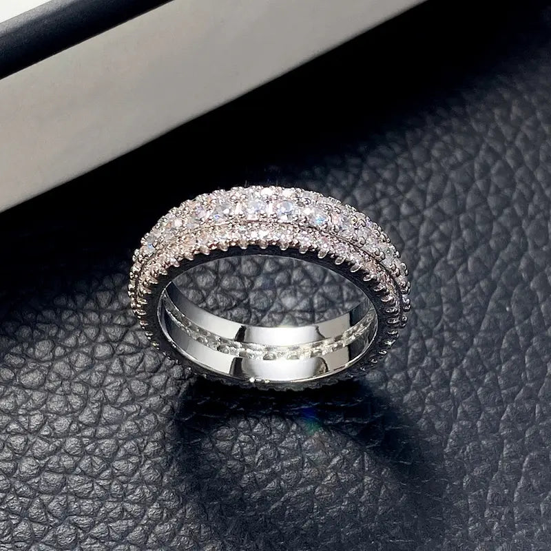 Sparkling Rings with CZ Luxury Wedding Bands Accessories for Womenfashion Versatile Female Jewelry