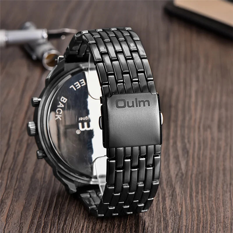 Oulm Huge Two Time Zone Men's Watches