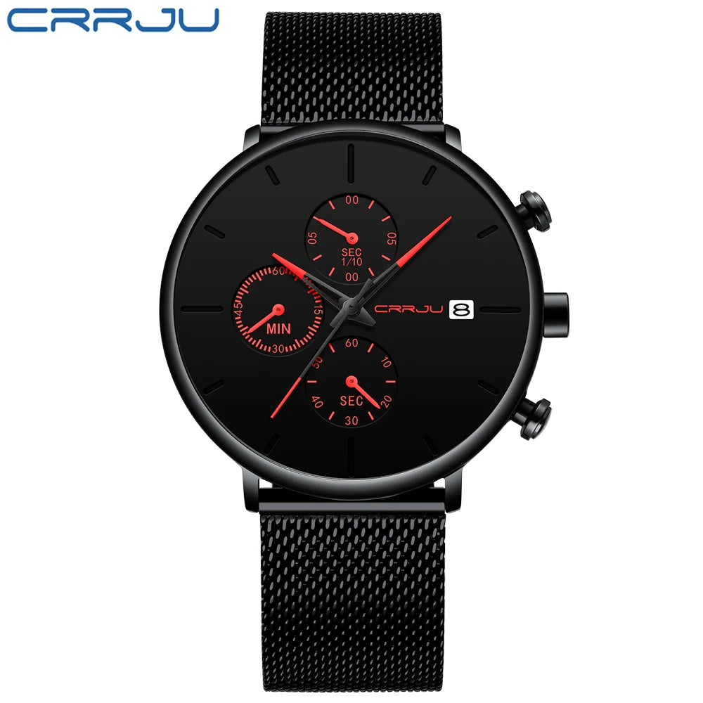 CRRJU Mens Watches Luxury Sport Wrist Watch