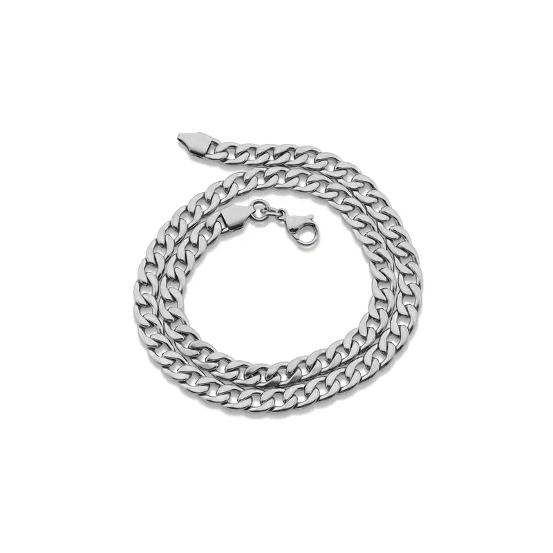 Stainless Steel Unisex Thick Cuban Curb Chain Necklace - 6.5Mm Width (Available Lengths 16" - 30")